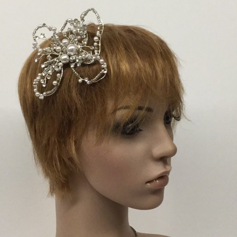 Artisan Made Hair Ornament Rhinestones & Pearls